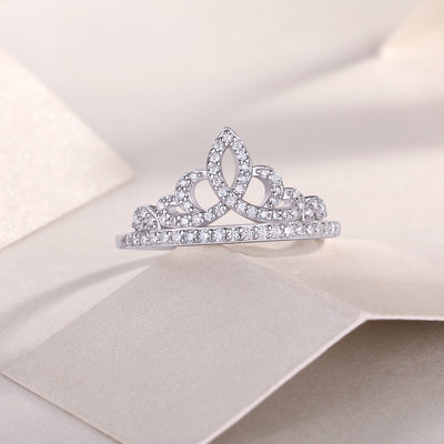 Crown Moissanite Diamond Silver Ring