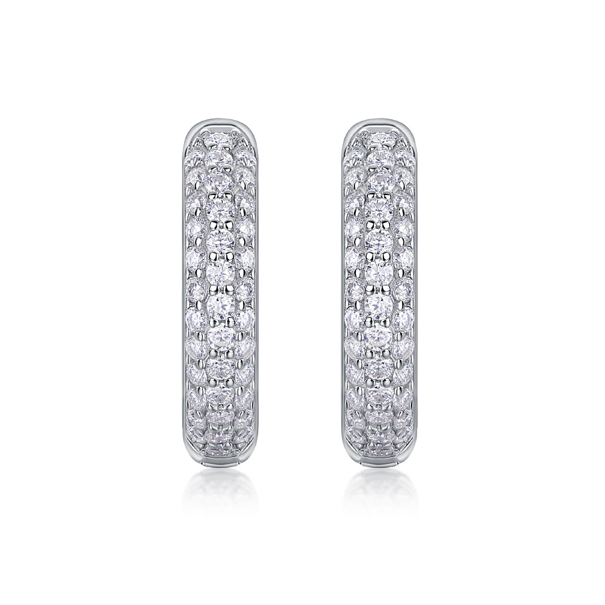 Elegant Curved Hoop Moissanite Silver Earrings