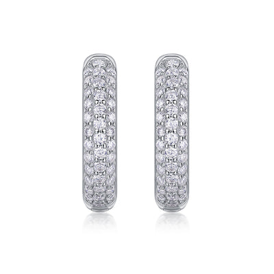 Elegant Curved Hoop Moissanite Silver Earrings