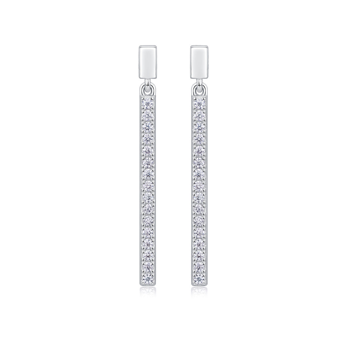 Line of Radiance Moissanite Silver Earrings