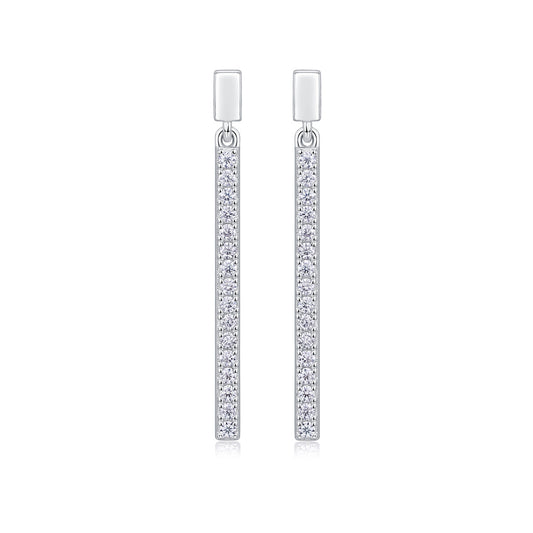 Line of Radiance Moissanite Silver Earrings
