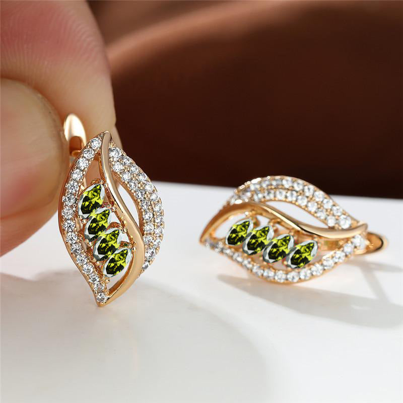 Elegant Leaf-Shaped Rhinestone Earrings