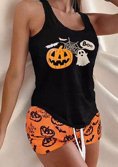 Pumpkins & Skeletons Pajama Set