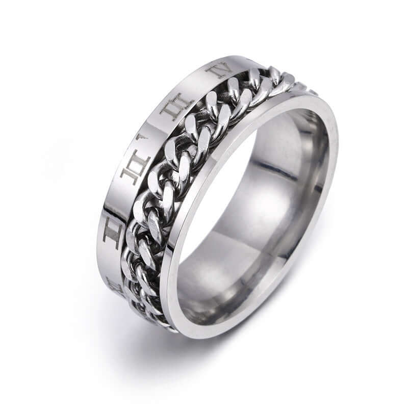 Sleek Titanium Steel Bottle Opener Ring with chain design, combining style and functionality for any occasion.