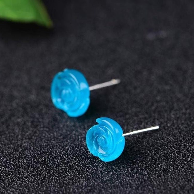 Amazonite Rose Stud Earrings