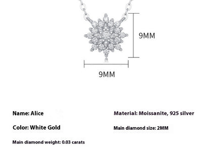 Sunflower Moissanite Silver Pendant Necklace
