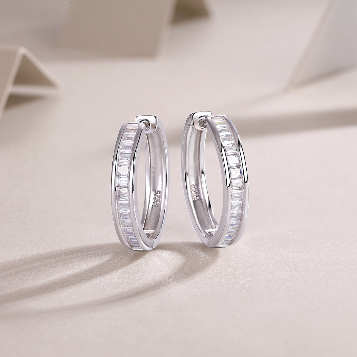 Lux Moissanite Diamond Silver Hoop Earrings