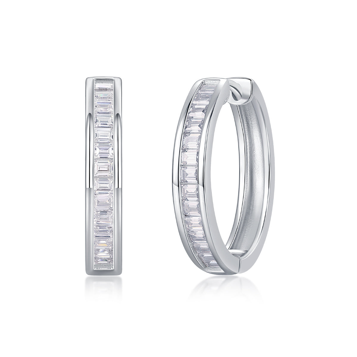 Lux Moissanite Diamond Silver Hoop Earrings