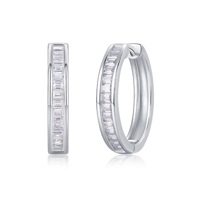 Lux Moissanite Diamond Silver Hoop Earrings