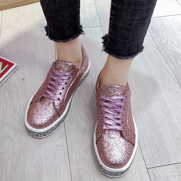 Platform Glitter No Tie Loafers