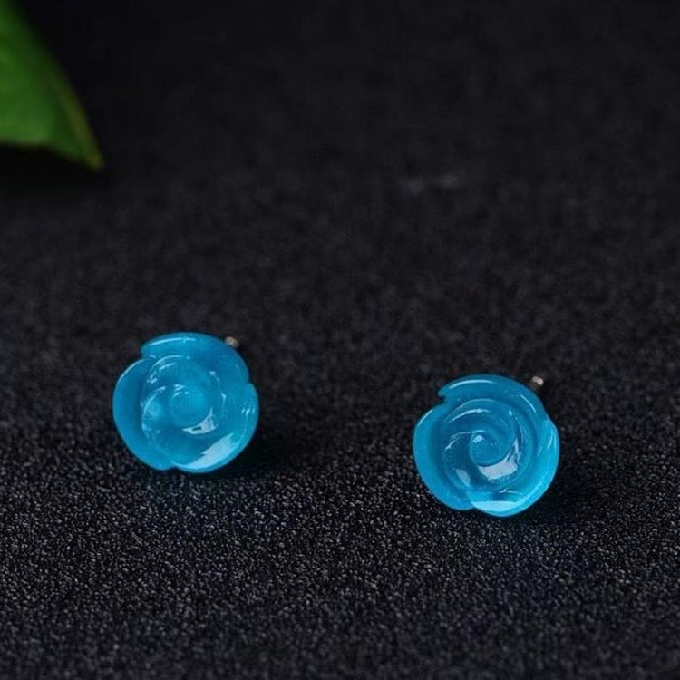 Amazonite Rose Stud Earrings