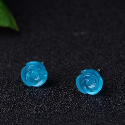 Amazonite Rose Stud Earrings