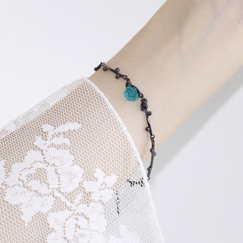 Blue Roses on Thorns Bracelet