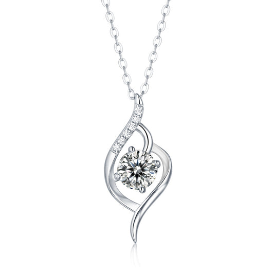Twisted Love Moissanite Diamond Silver Pendent Necklace