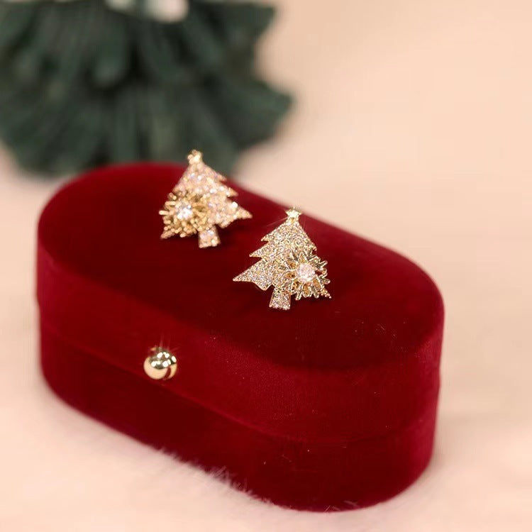 Spinning Snowflake on Tree Earrings