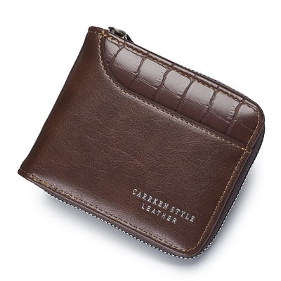 3 Section Leather Wallet with Zipper