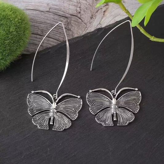Retro Long Butterfly Earrings