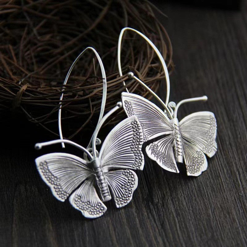 Retro Long Butterfly Earrings