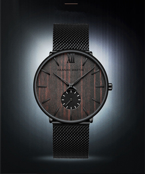Men's Ebony Wood Bamboo Wrist Watch 鈥?Stylish Men