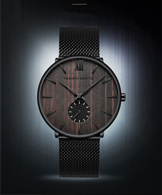 Men's Ebony Wood Bamboo Wrist Watch 鈥?Stylish Men