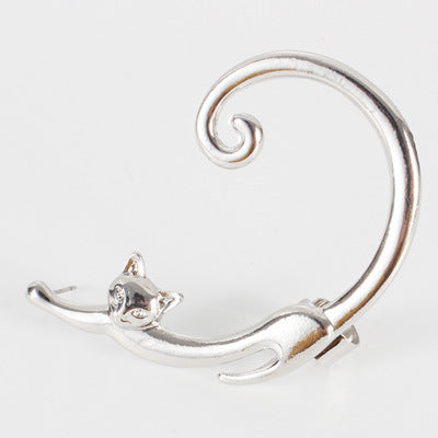 Punk Style Cat Post Earring with Ear Cuff