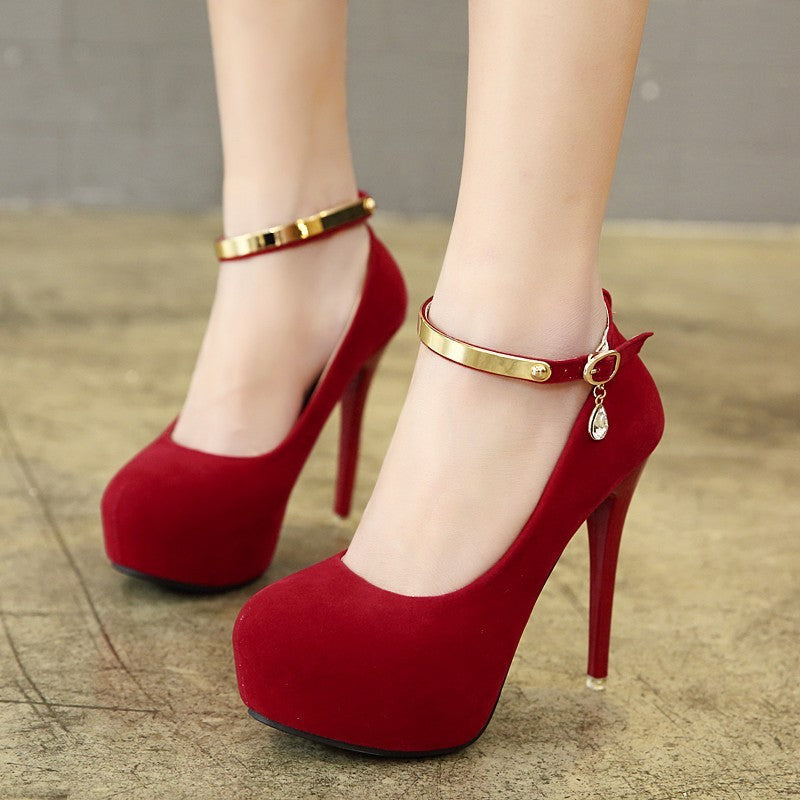 Super High Pumps with Ankle Strap