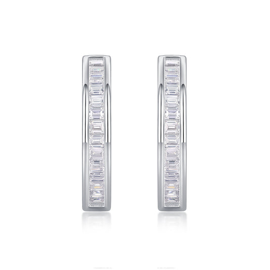 Silver Serenity Moissanite Diamond Hoop Earrings