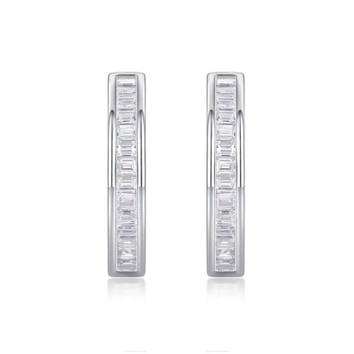 Lux Moissanite Diamond Silver Hoop Earrings