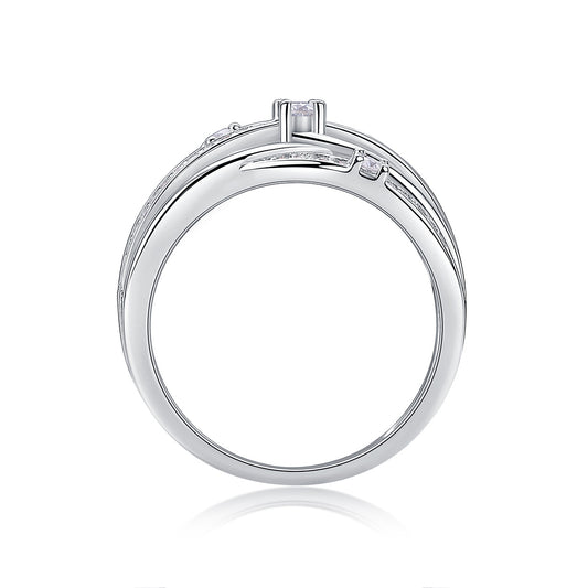 Layered Radiance Moissanite Diamond Silver Ring