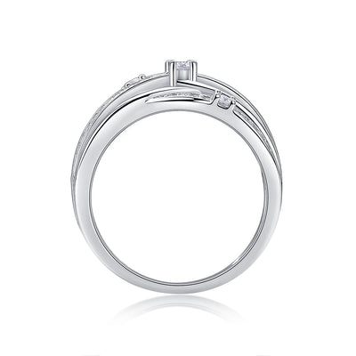 Elegant Triple Layer Moissanite Diamond Silver Ring
