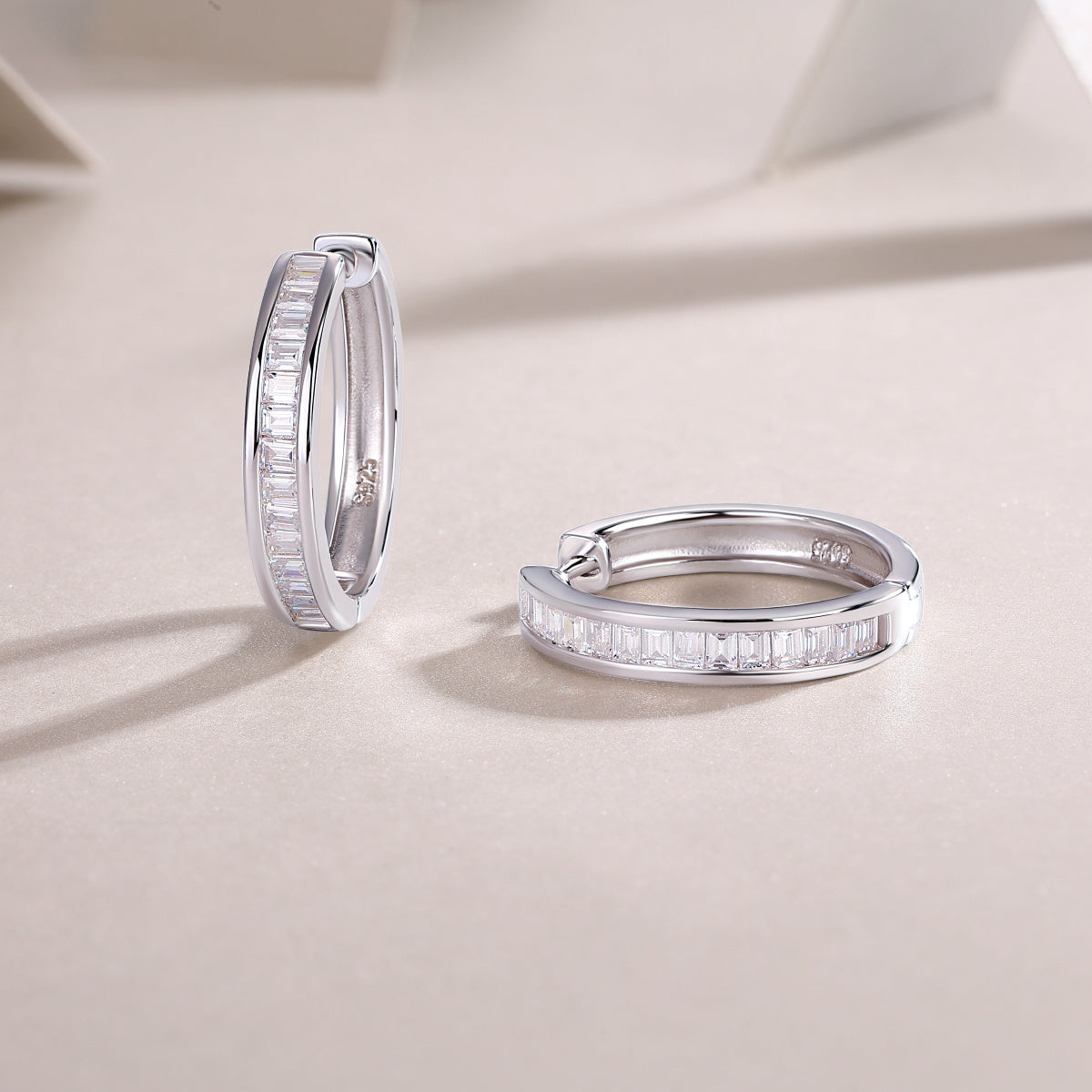 Lux Moissanite Diamond Silver Hoop Earrings