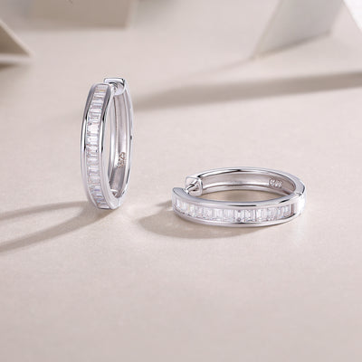 Lux Moissanite Diamond Silver Hoop Earrings