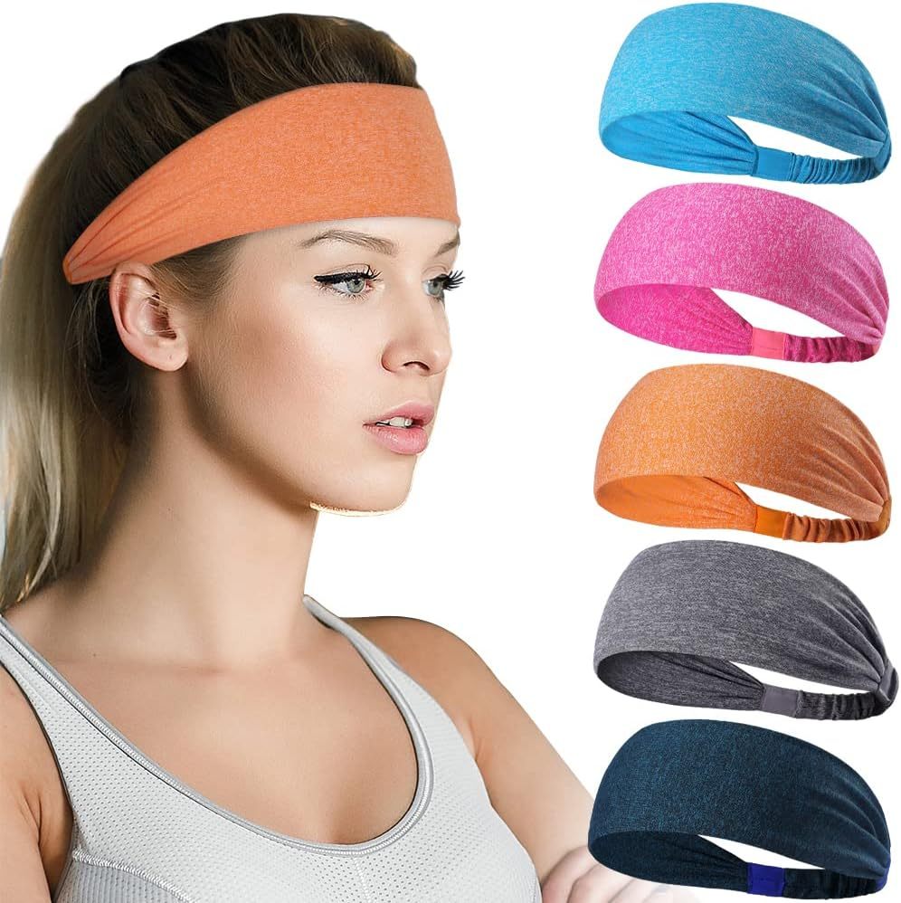 5-Pack Unisex Sports Fitness Headbands/Sweatbands