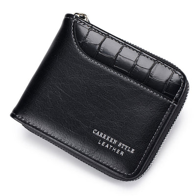 3 Section Leather Wallet with Zipper