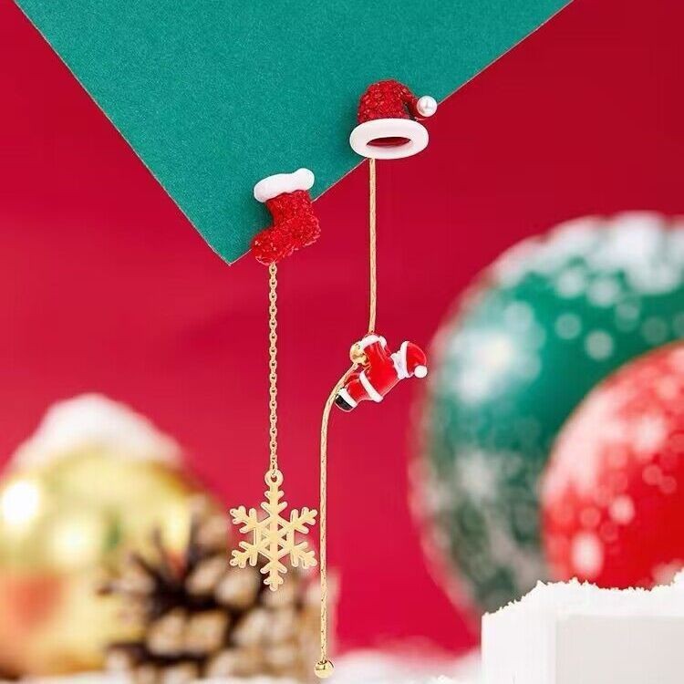 Falling Santa Drop Earrings