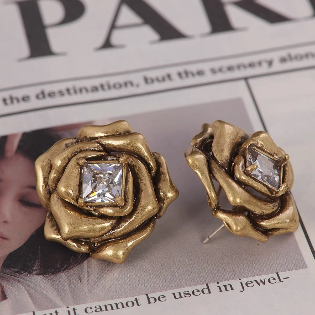 Golden Rose Earrings