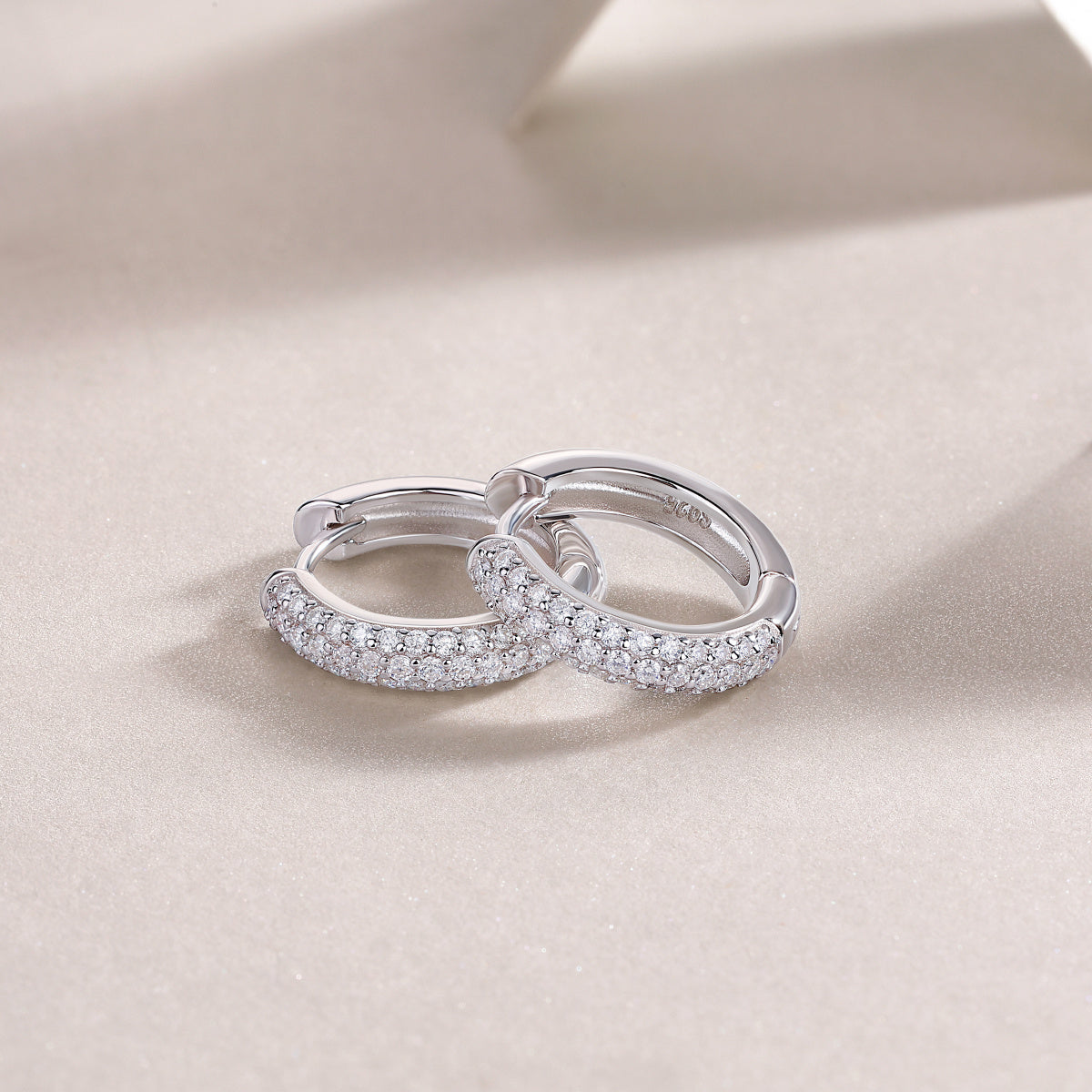 Elegant Curved Hoop Moissanite Silver Earrings