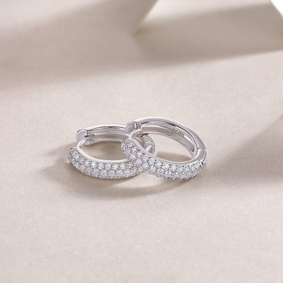 Elegant Curved Hoop Moissanite Silver Earrings