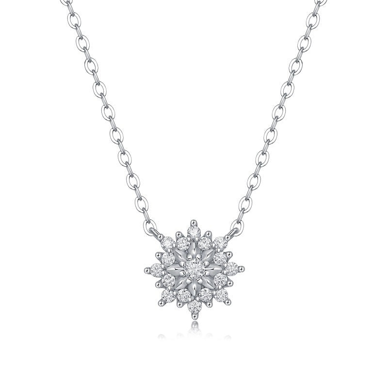 Snowflake Moissanite Silver Pendant Necklace