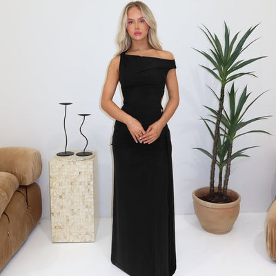 Sexy Slanted Shoulder Evening Gown