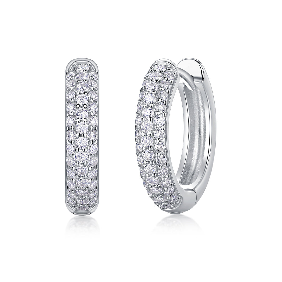 Elegant Curved Hoop Moissanite Silver Earrings