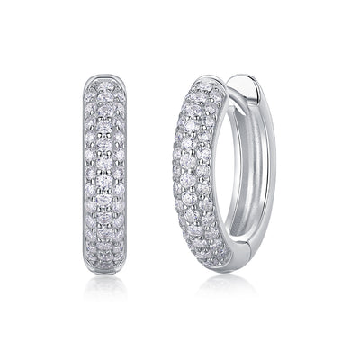 Elegant Curved Hoop Moissanite Silver Earrings