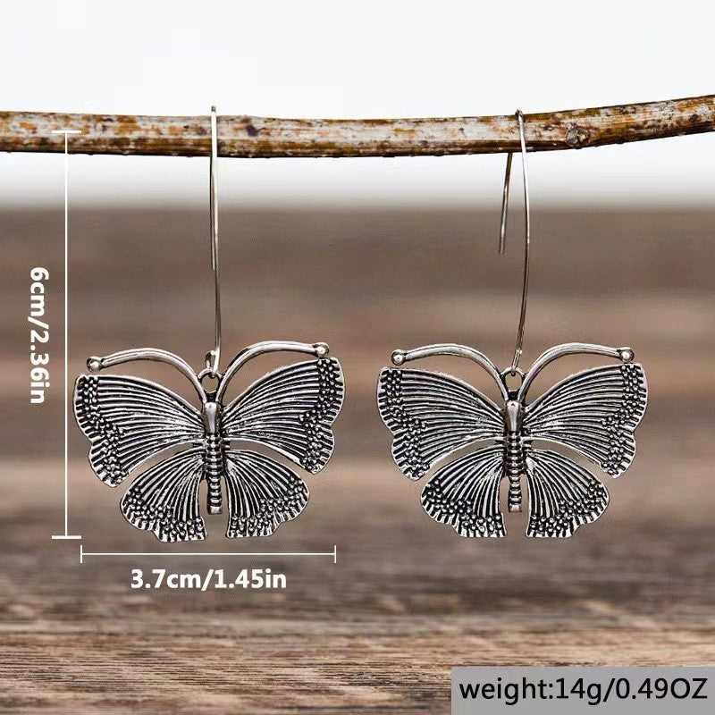 Retro Long Butterfly Earrings – View 2