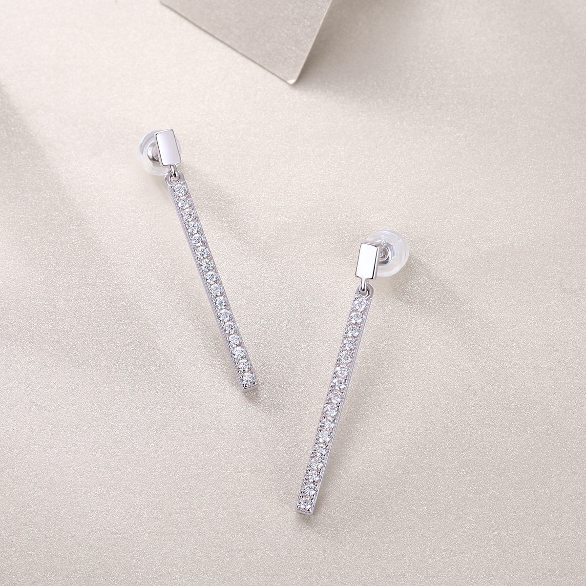 Line of Radiance Moissanite Silver Earrings