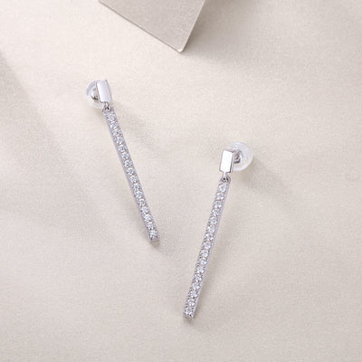 Line of Radiance Moissanite Silver Earrings
