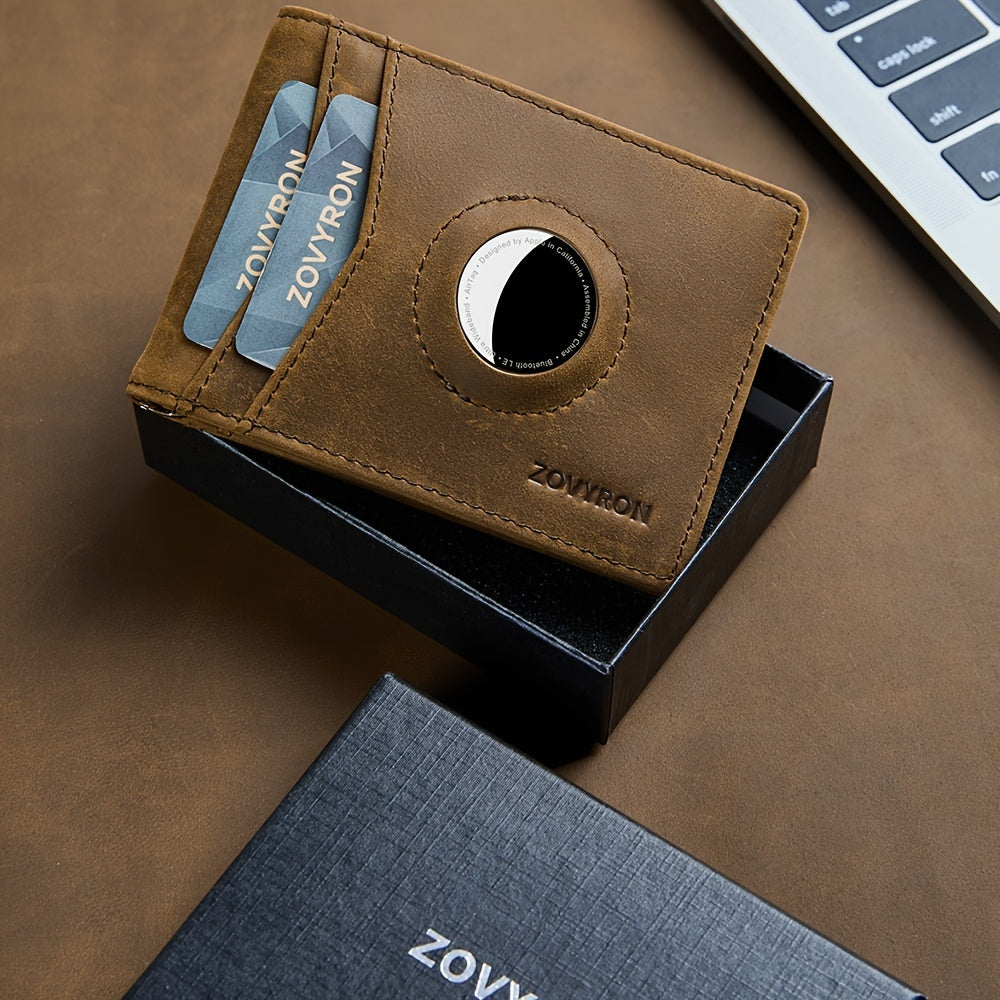 Genuine Leather Air-Tag Holder Wallet