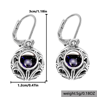 Vintage Engraving Hollow Blue Drop Earrings