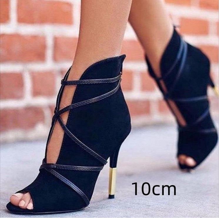 Cross Strap Peep Toe Heels