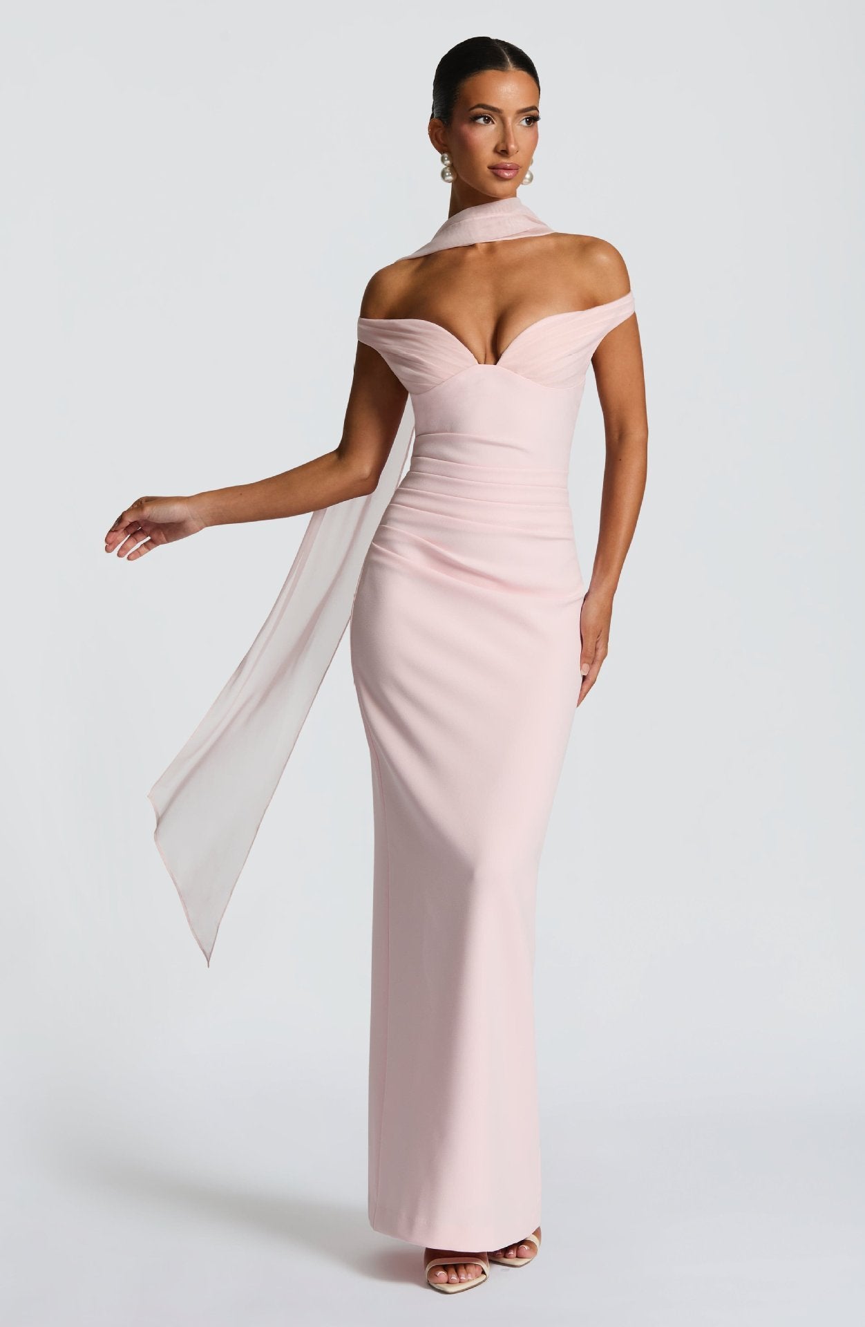 Sexy Evening Gown with Neck Scarf