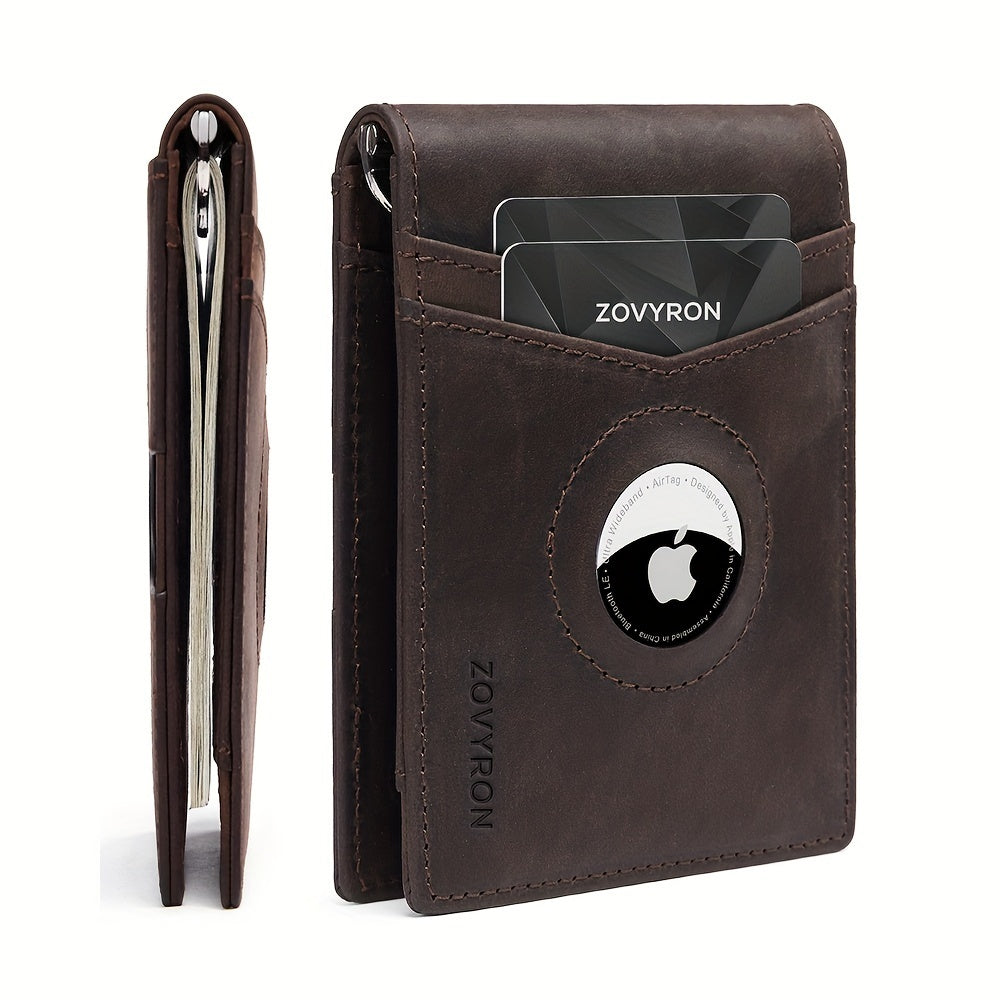 Genuine Leather Air-Tag Holder Wallet